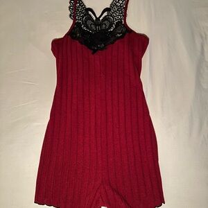 Elegant Red Lace-Trimmed Women's Sleepwear